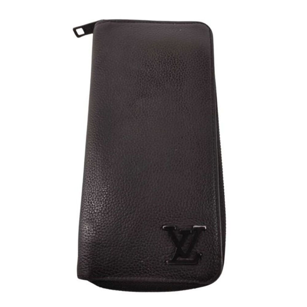LOUIS VUITTON Long Wallet Aerogram Zippy Vertical M81743 Black Leather Men's ...